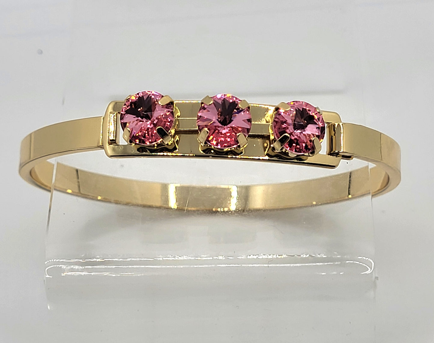 Bangle Bracelets - Swarovski Crystal Stones & Gold Plated Brass