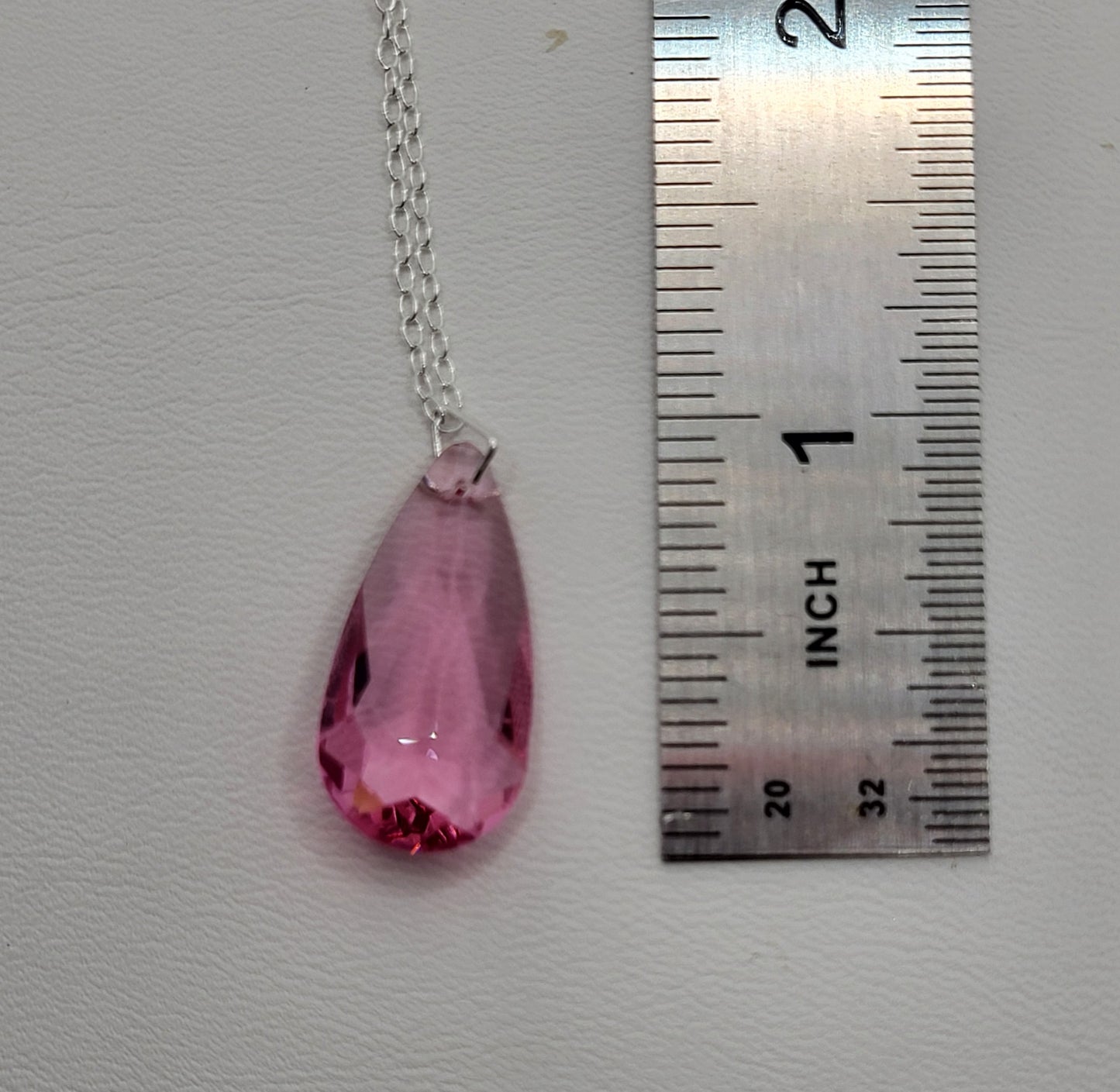 Sterling Silver Necklace - Swarovski Crystal Teardrop 6100 Pendant; Many Colors!!