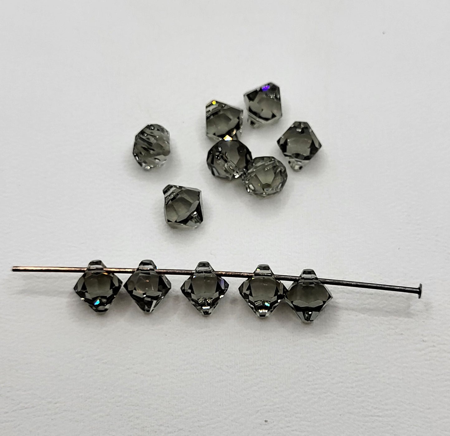 #6301 - 12pc Swarovski Crystal Black Diamond 6mm Bicone Pendant; LAST ONE