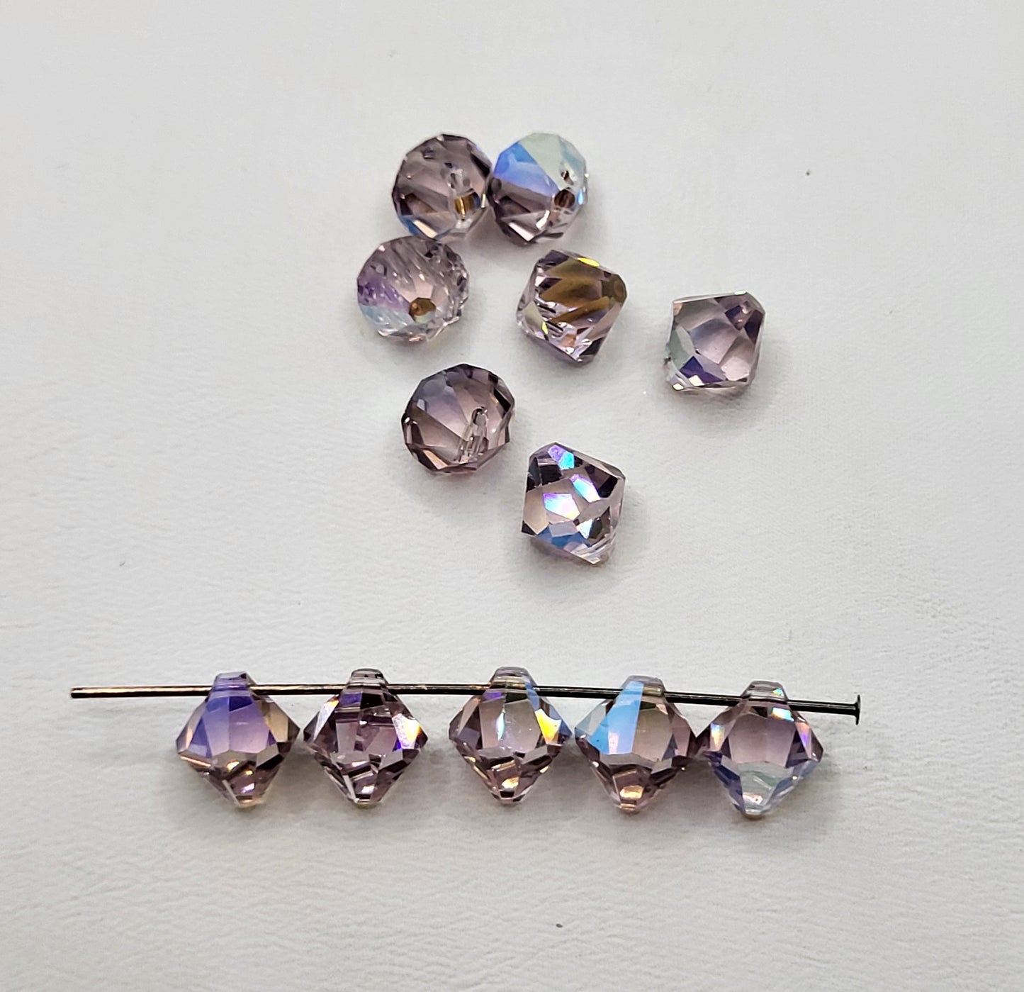 #6301 - 12pc Swarovski Crystal Light Amethyst AB 8mm Bicone Pendant; LAST ONE