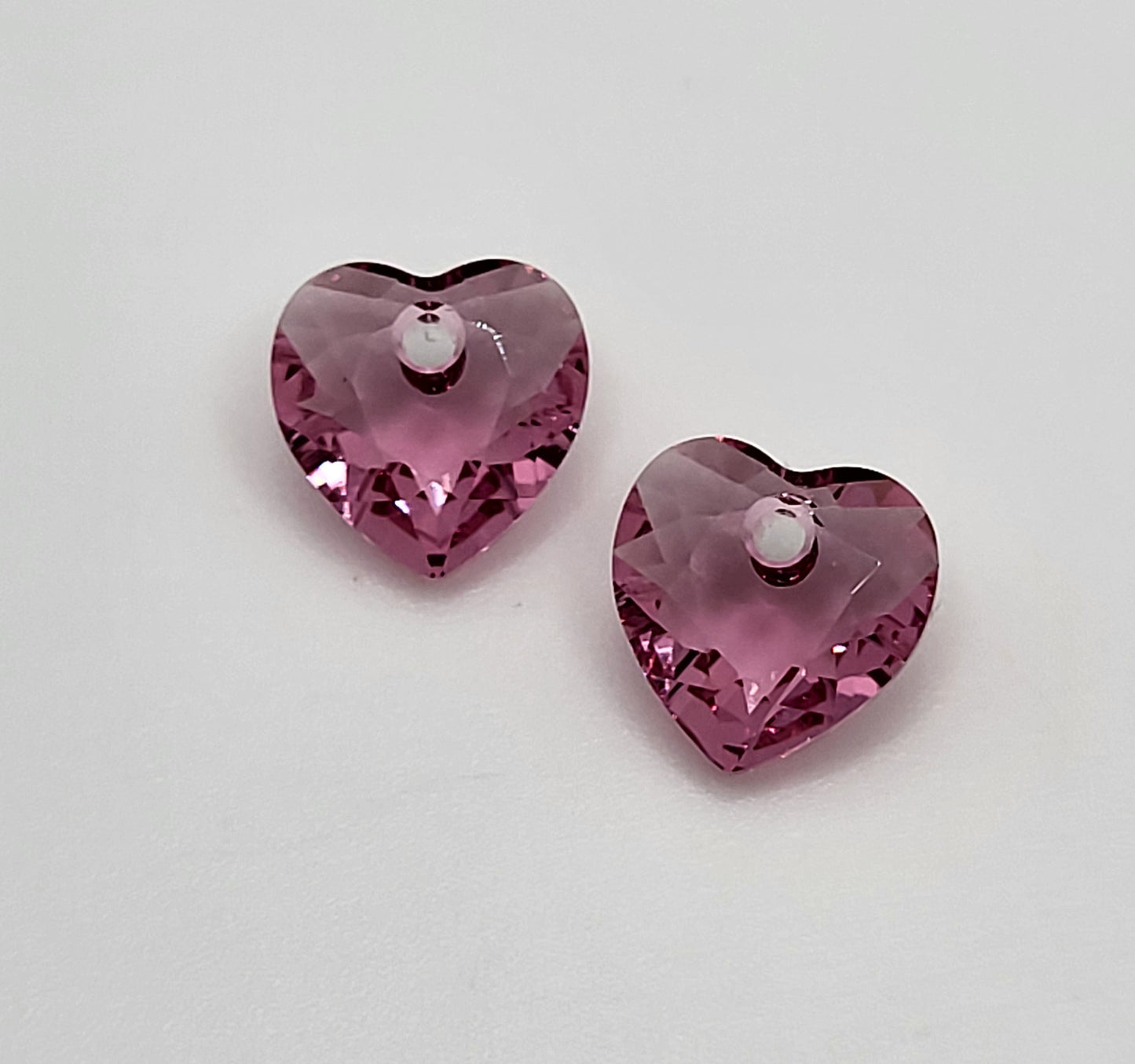 #6432 - 2pc Swarovski Crystal Rose 8mm Heart Cut Pendants; LAST ONE