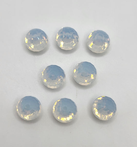 #4861 - 8pc Swarovski Crystal White Opal 8mm 3/4 Disco Ball Fancy Stones; LAST ONE