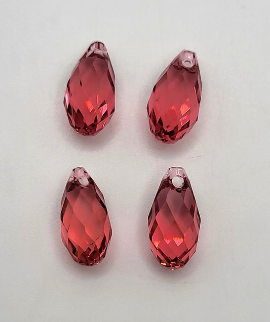 #6010 - 4pc Swarovski Crystal Padparadscha 11mm Briolette Pendants; LAST ONE