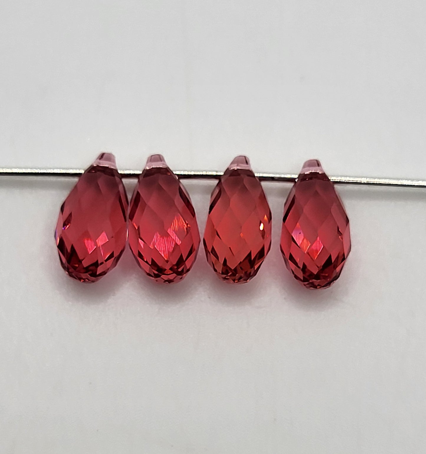 #6010 - 4pc Swarovski Crystal Padparadscha 11mm Briolette Pendants; LAST ONE