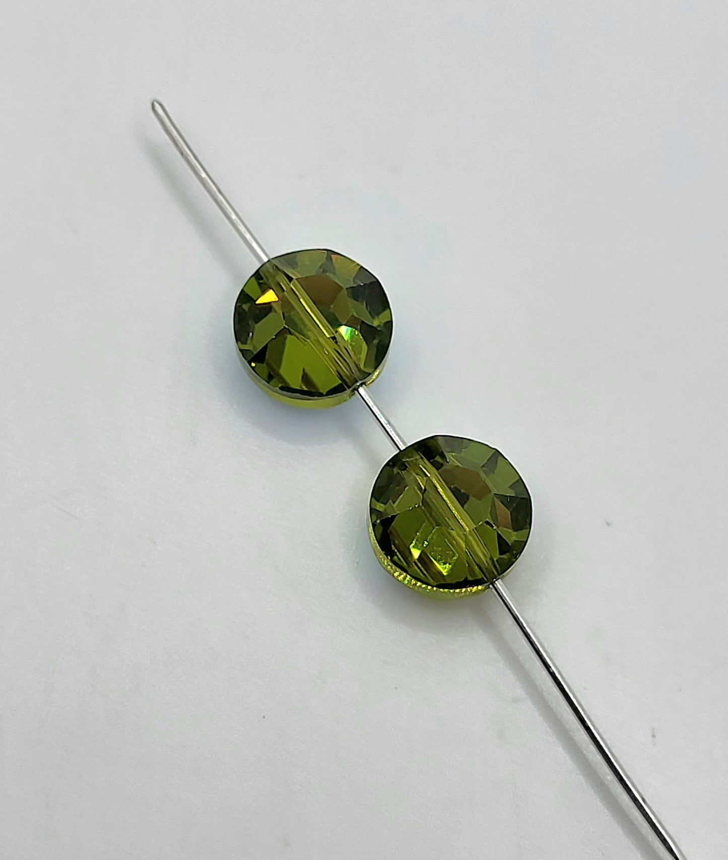 WEB EXCLUSIVE - #5100 - 6pc Swarovski Crystal Olivine AB Lentil Beads