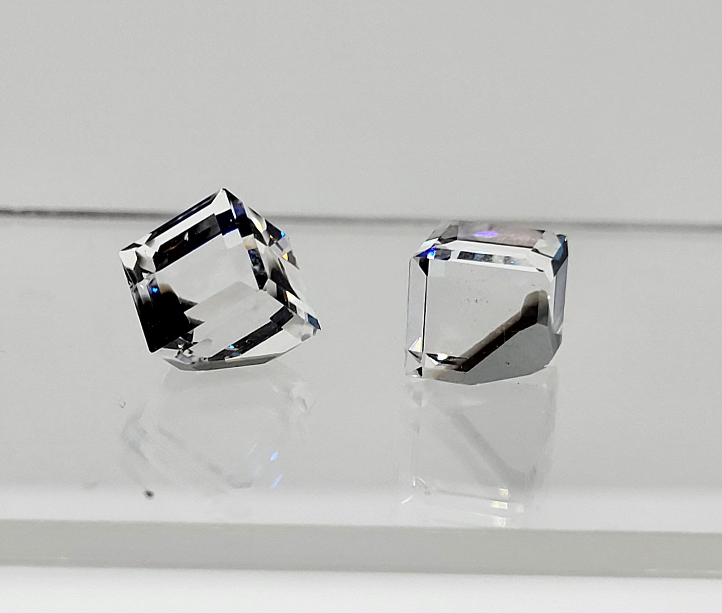 #4841 - 2pc Swarovski Crystal Bermuda Blue 8mm 3/4 Flatback Cube Fancy Stone; LAST ONE