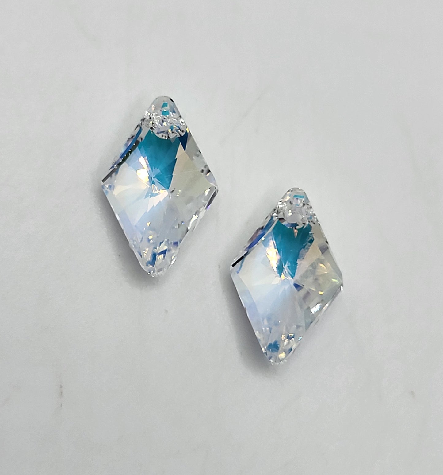 #6320 - 2pc Swarovski Crystal Clear AB 14mm Rombus Pendants; LAST ONE