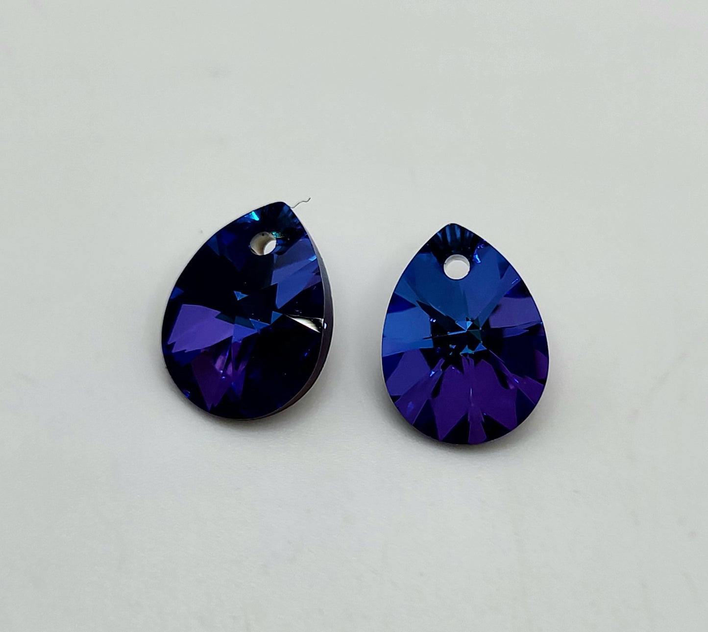 #6128 - 2pc Swarovski Crystal Heliotrope 12mm Mini Pear Pendants; LAST ONE