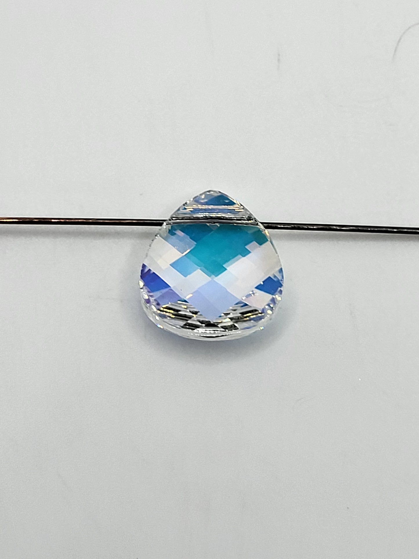 #6012 - Swarovski Crystal Clear AB 15x14mm Flat Briolette Pendant; LAST ONE