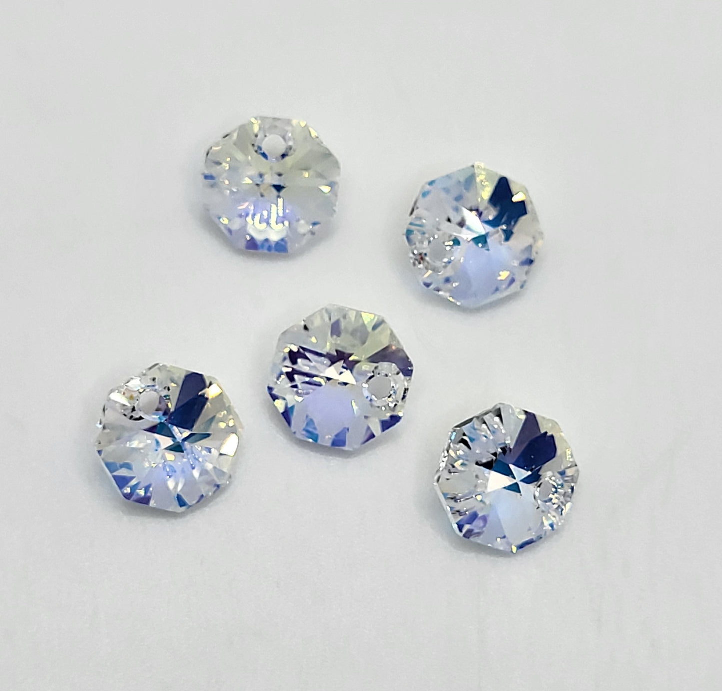 #6401 - 5pc Swarovski Crystal Clear AB 8mm Octagon Pendants; LAST ONE