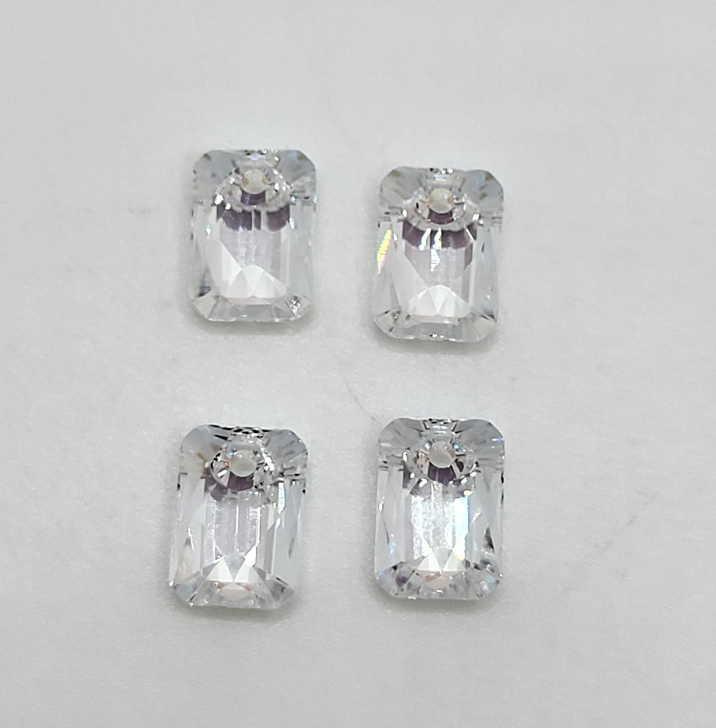 #6435 - 4pc Swarovski Crystal Clear Shimmer 8mm Emerald Cut Pendants; LAST ONE