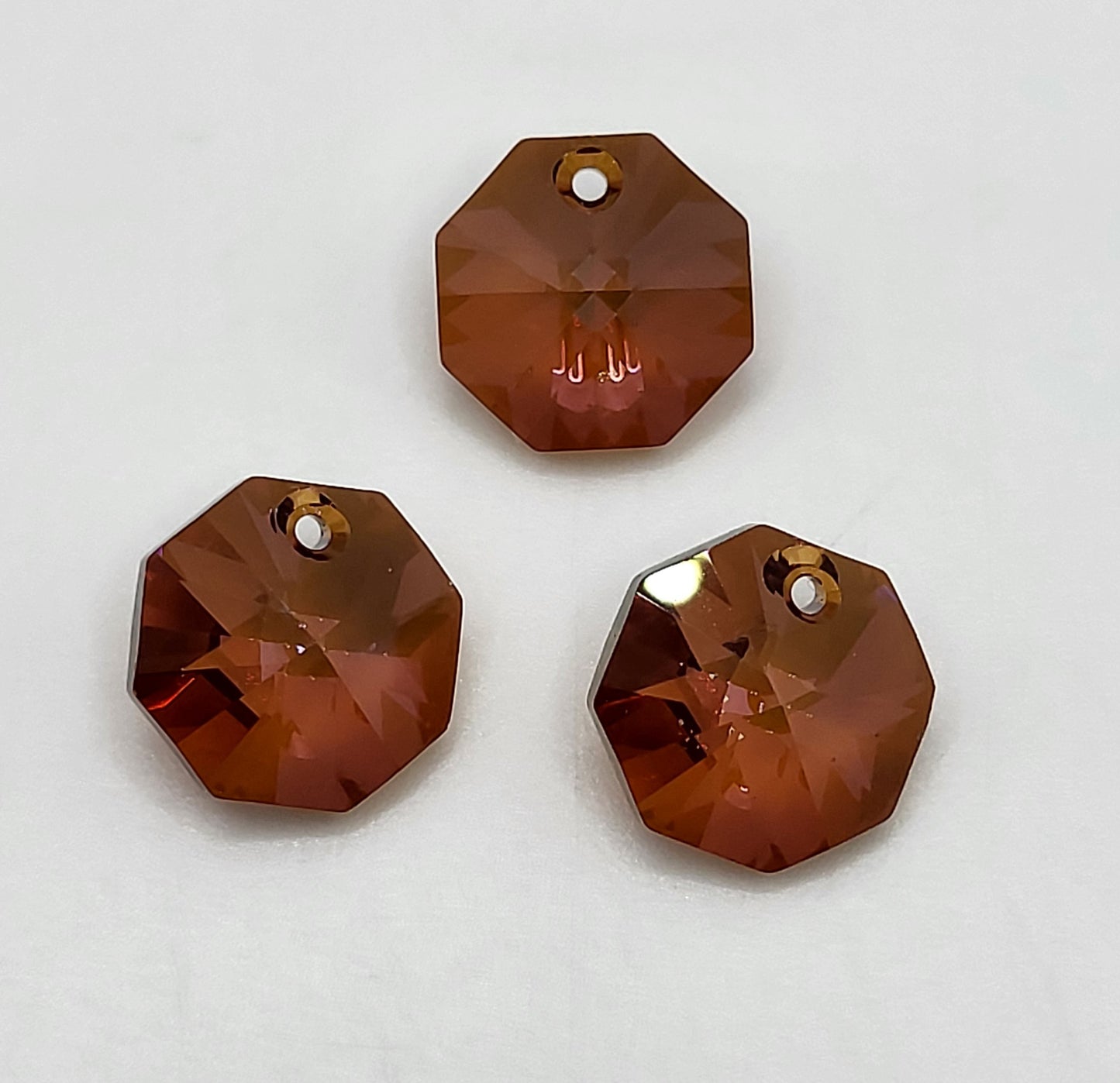 #6401 - 3pc Swarovski Crystal Copper 12mm Octagon Pendants; LAST ONE