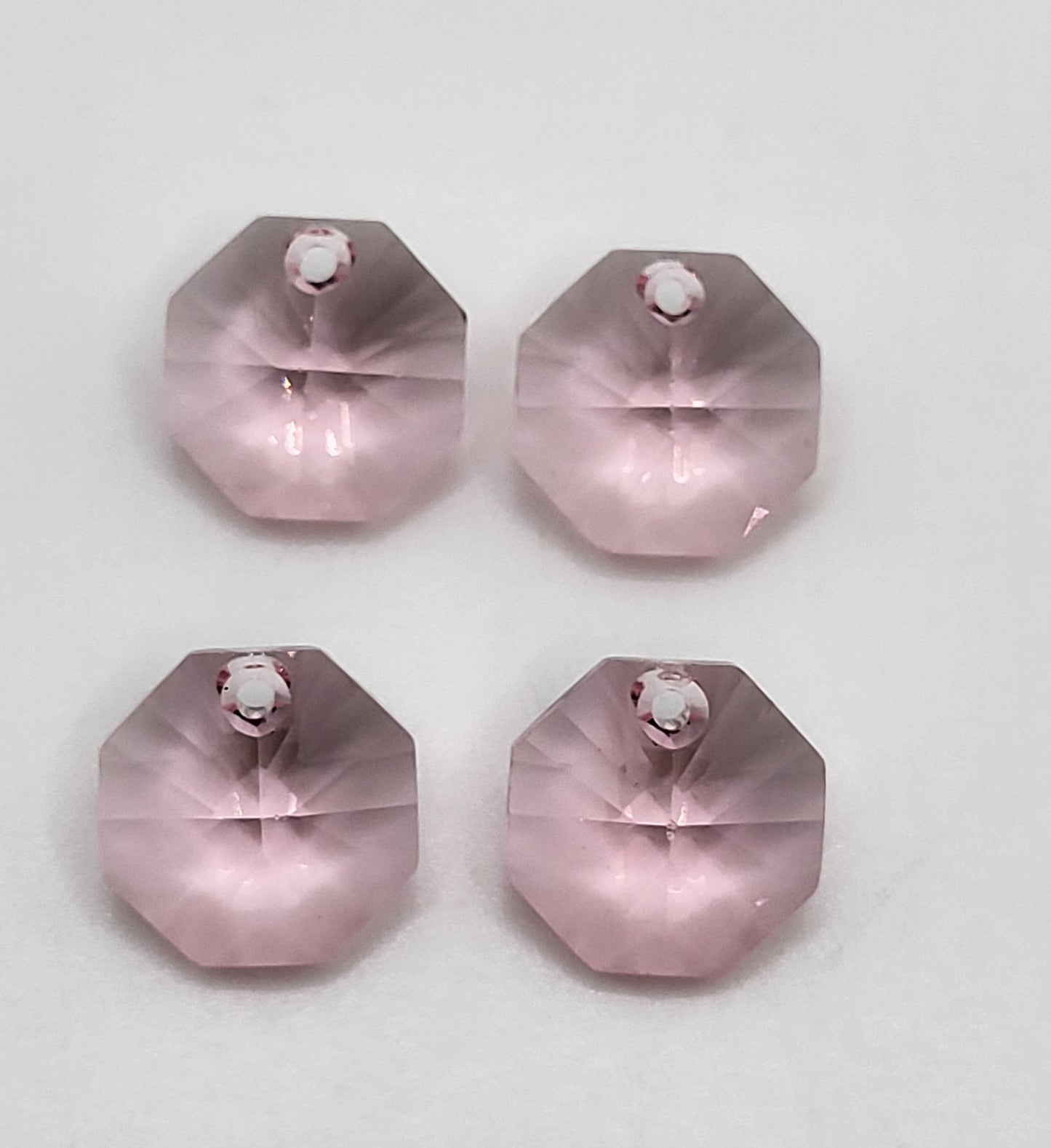 #6401 - 4pc Swarovski Crystal Light Rose 12mm Octagon Pendants; LAST ONE