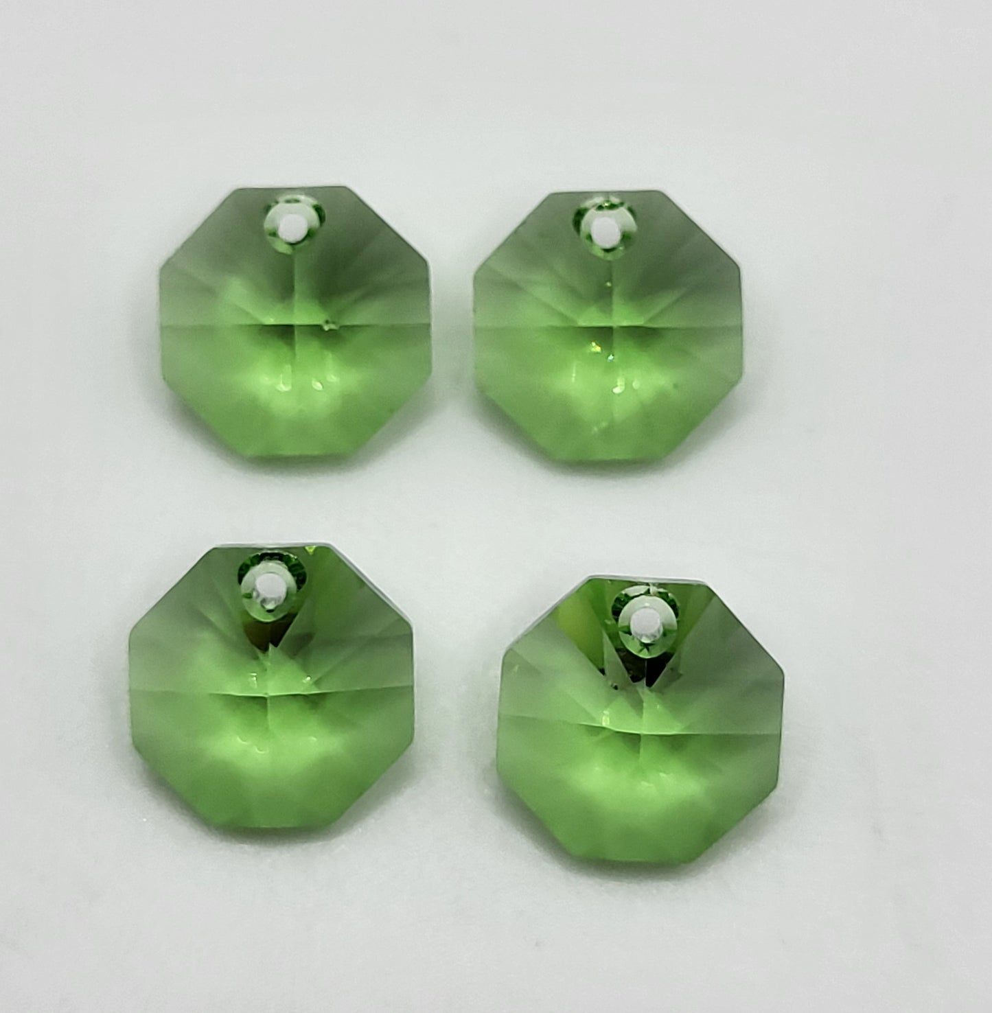 #6401 - 4pc Swarovski Crystal Peridot 12mm Octagon Pendants; LAST ONE