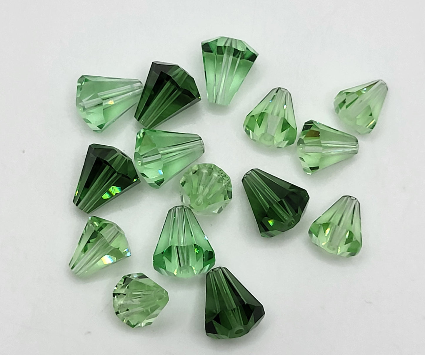 CLEARANCE MIX! 15pc Swarovski Crystal Shades of Green Cone 5400 Beads