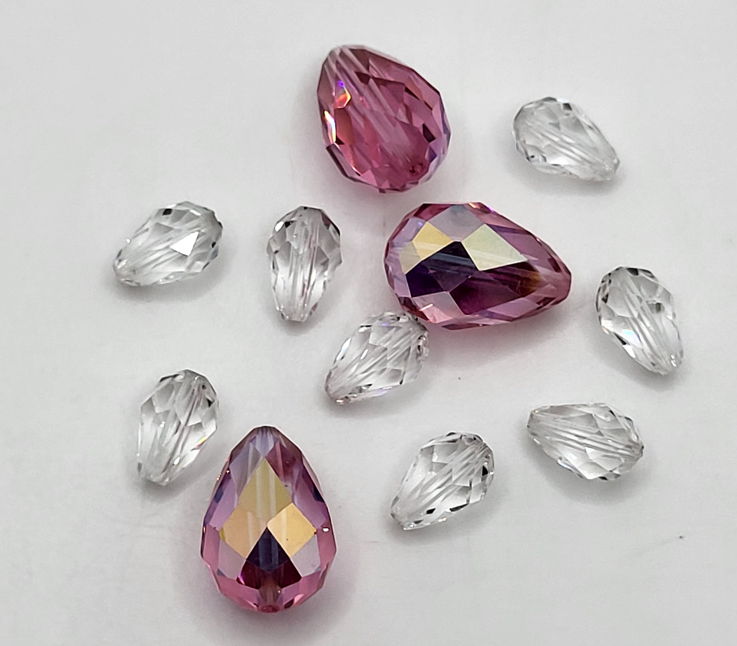 CLEARANCE MIX! 11pc Swarovski Crystal Clear and Rose AB Teardrop 5500 Beads
