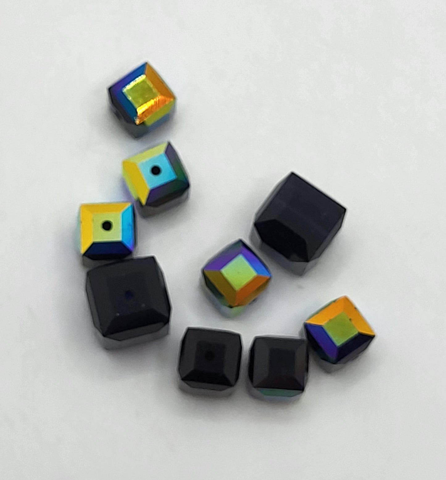 CLEARANCE MIX! 9pc Swarovski Crystal Jet & Jet AB 6-8mm Cube 5601 Beads