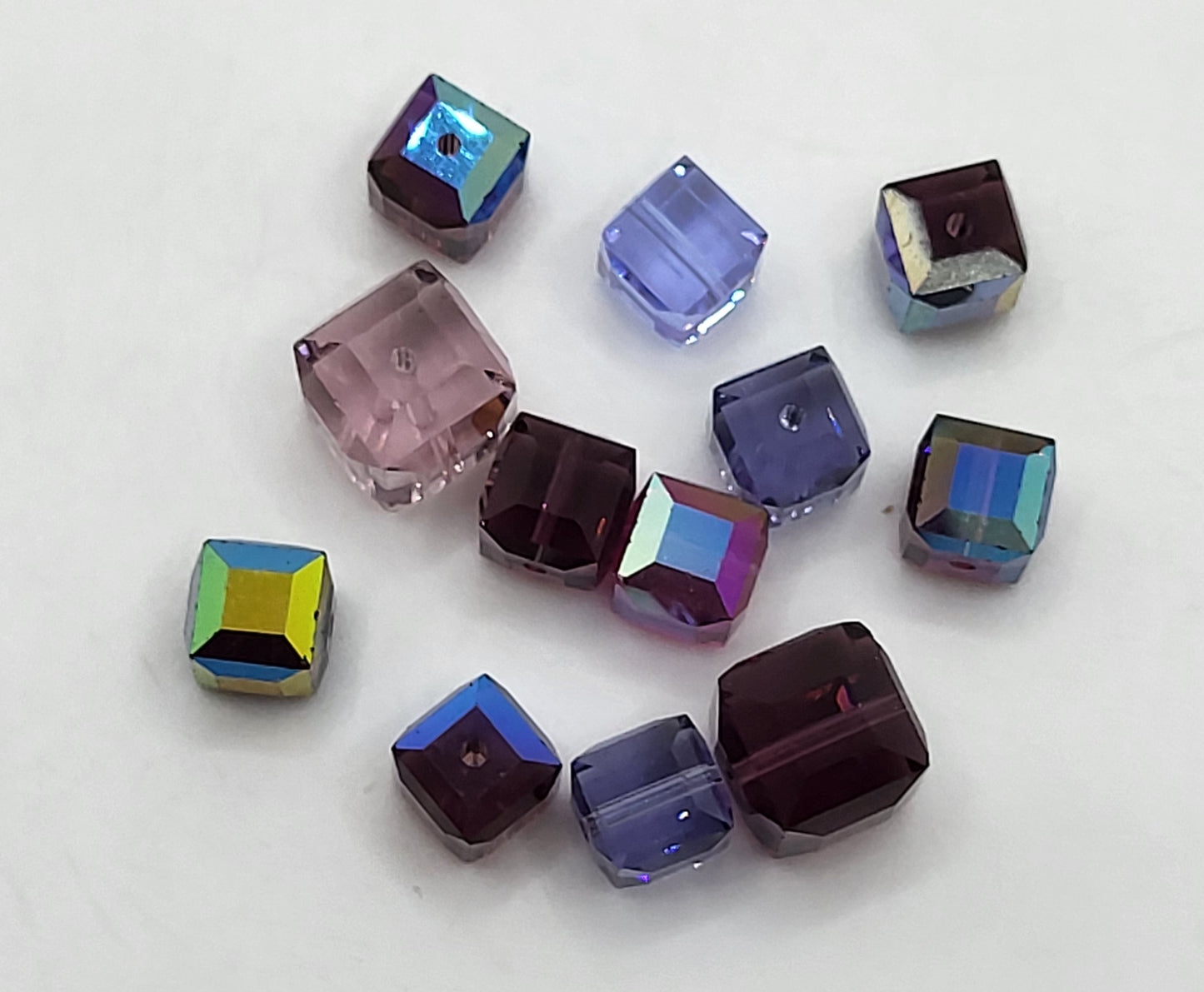 CLEARANCE MIX! 12pc Swarovski Crystal Shades of Purple 6-8mm Cube 5601 Beads