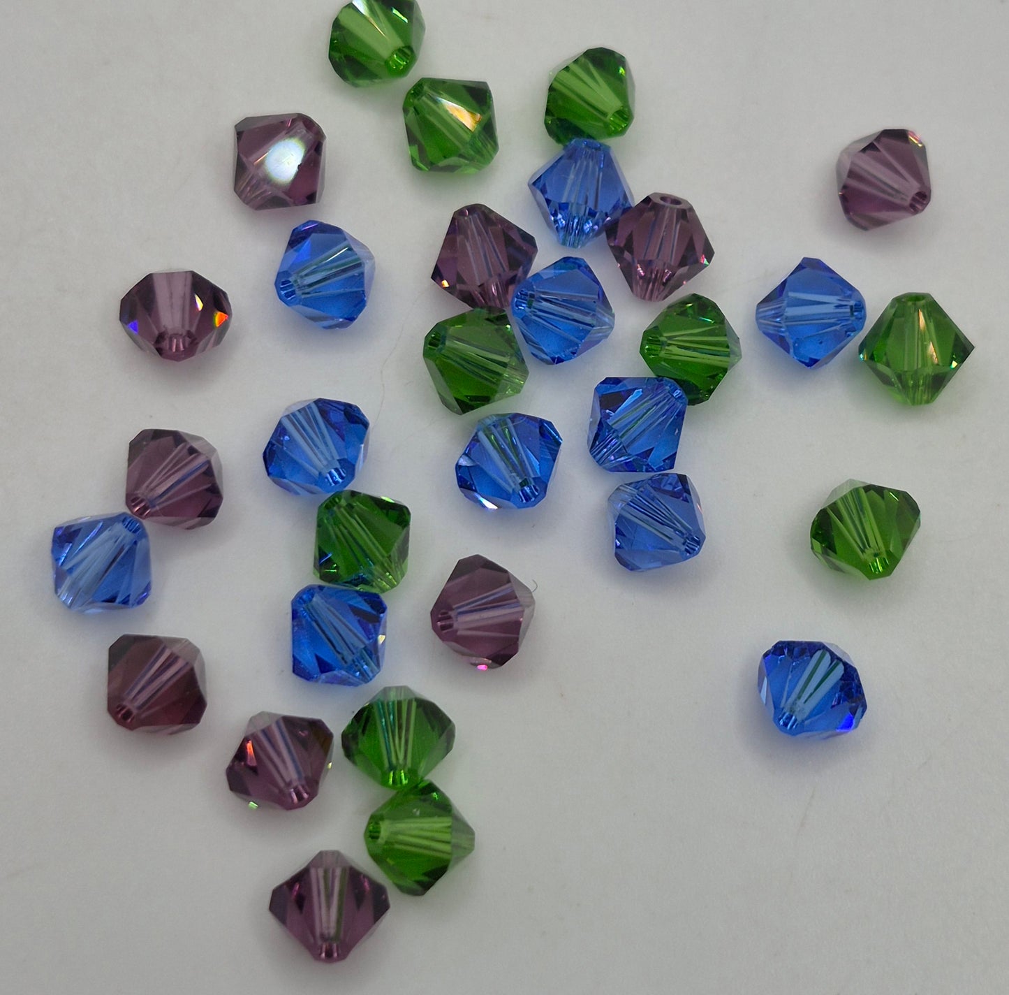 CLEARANCE MIX! 31pc Swarovski Crystal Mixed Cool Colors 6mm Bicone Beads; LAST ONE