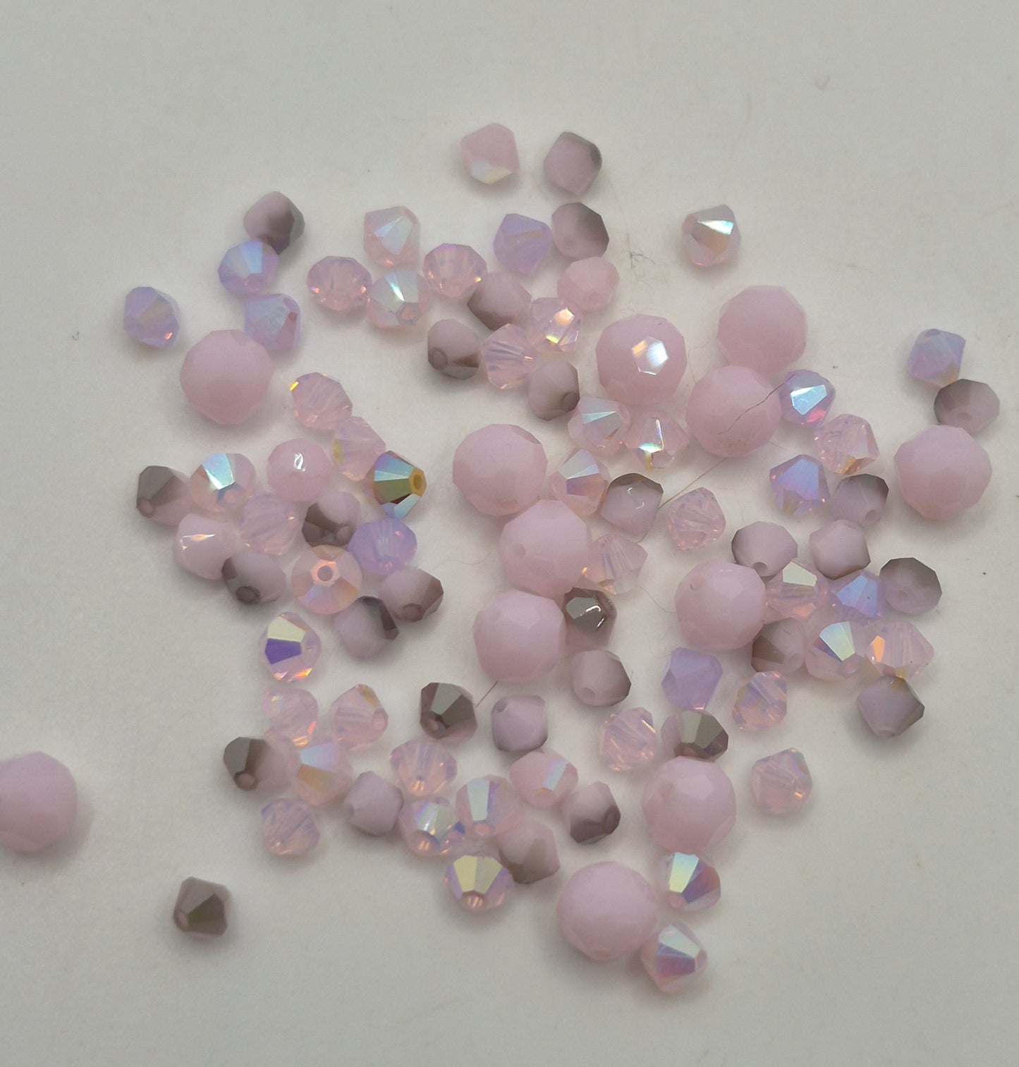 CLEARANCE MIX! 92pc Swarovski Crystal Opal & Opaque Light Pinks Bead Mix; LAST ONE