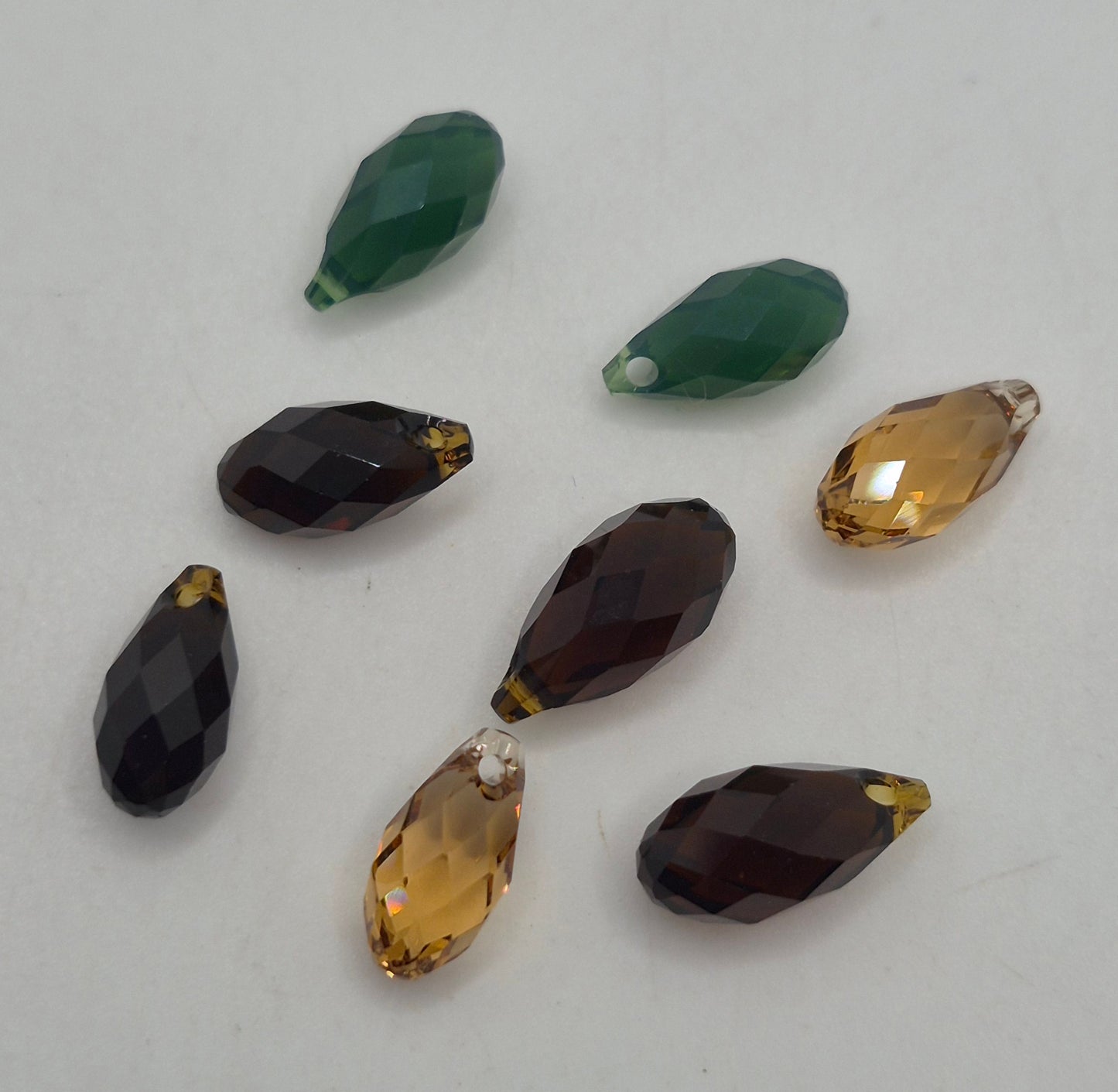 CLEARANCE MIX! 8pc Swarovski Crystal 11mm/ 13mm Briolette Pendants; Brown Mix