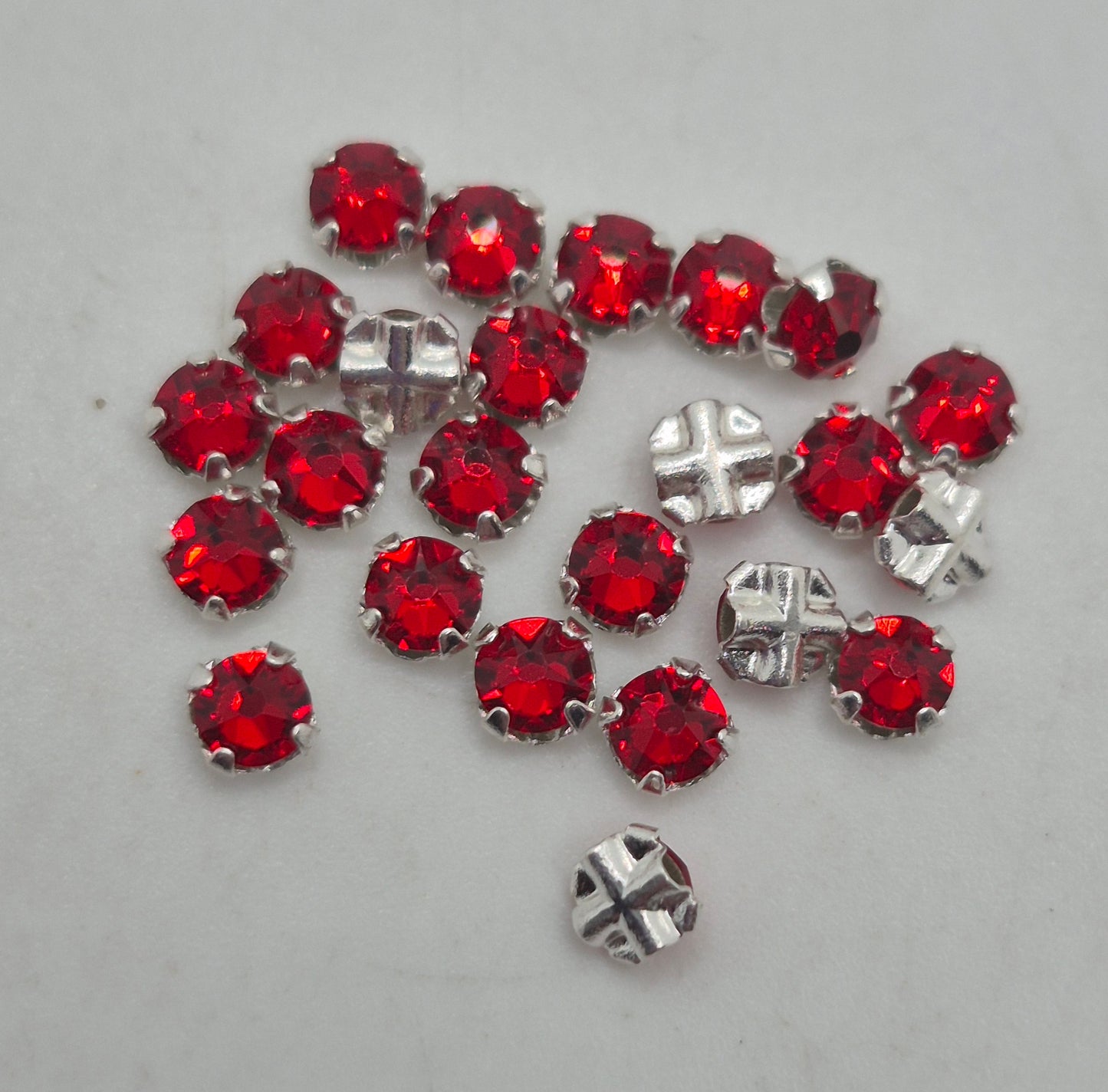24pc Swarovski Crystal Light Siam ss12 (3mm) Rose Montees; Silver Plated; LAST ONE