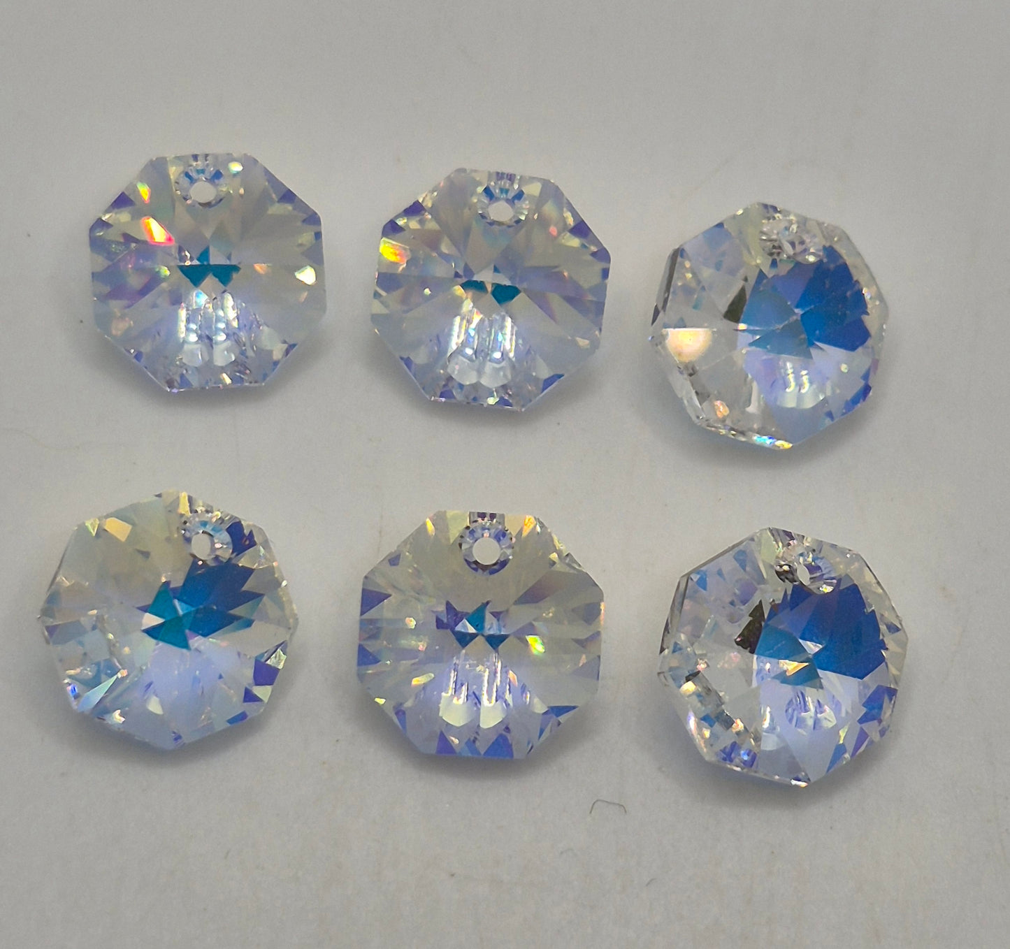 #6401 - 6pc Swarovski Crystal Clear AB 12mm Octagon Pendants; LAST ONE
