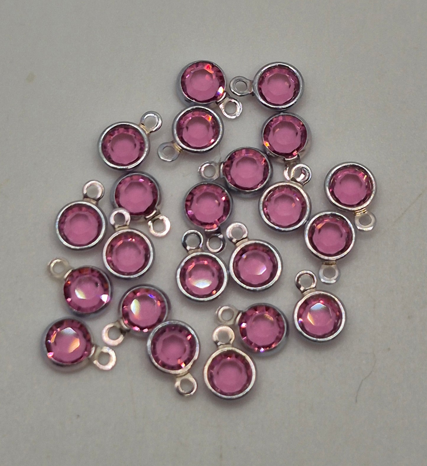 #57700 - Swarovski Crystal Rose Silver Plated 4mm 1 Loop Channel Charms; 12pc per pack