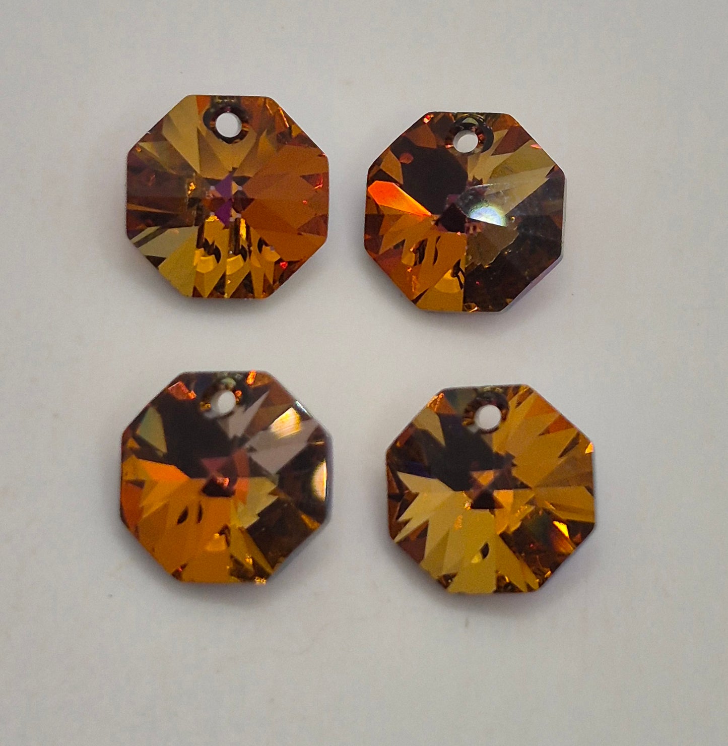 #6401 - 4pc Swarovski Crystal Light Rose Cathedral 12mm Octagon Pendants; LAST ONE