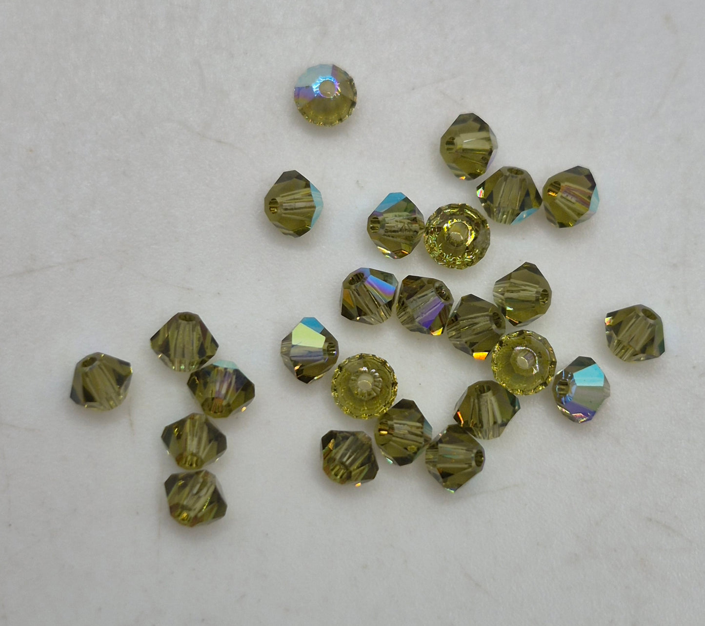 #5328 - 25pc Swarovski Crystal Khaki AB 3mm Bicone Beads; LAST ONE