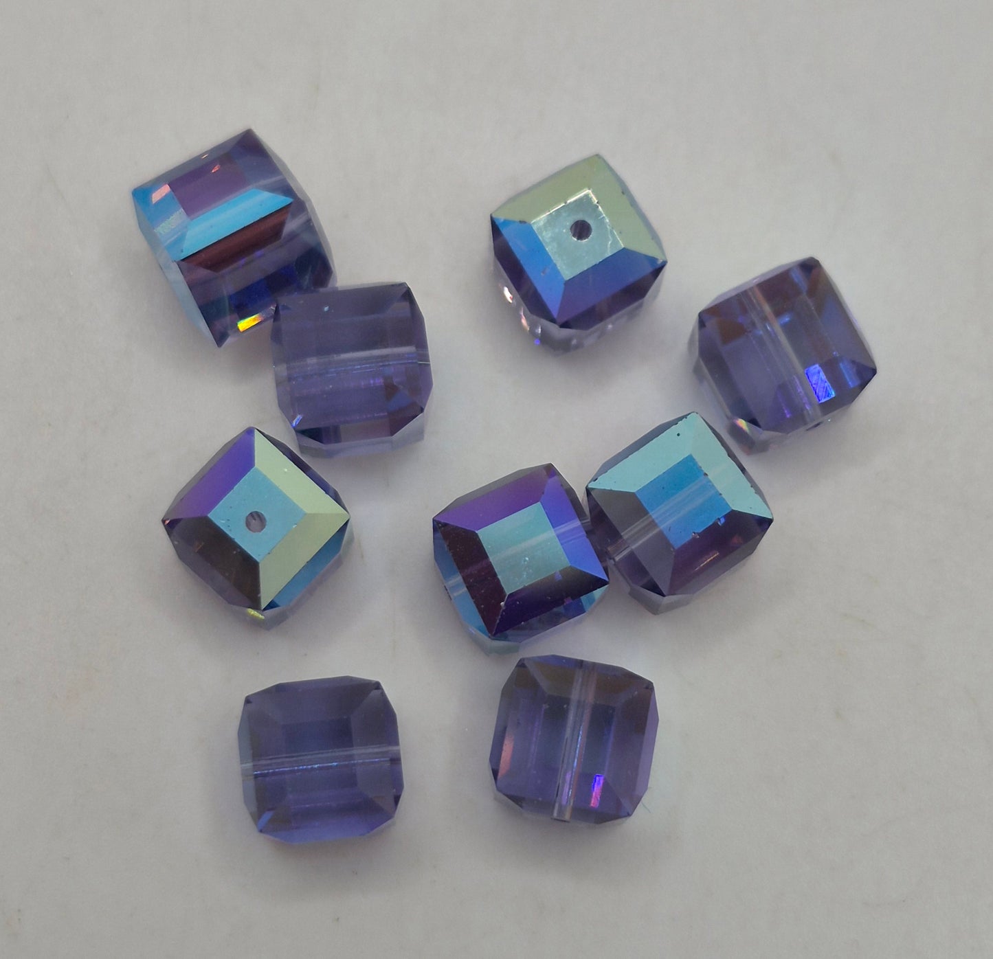 #5601 - Swarovski Crystal 8mm Faceted Cube Beads w/ AB Finish; 6pc per pack