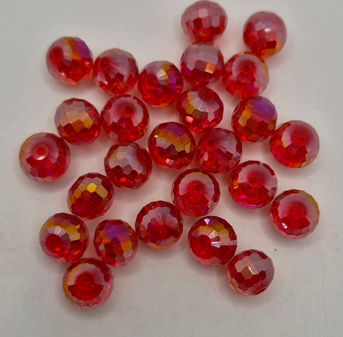 CLEARANCE MIX! 24pc ?Swarovski? Bright Red AB 10mm Donut Beads; Read Description!