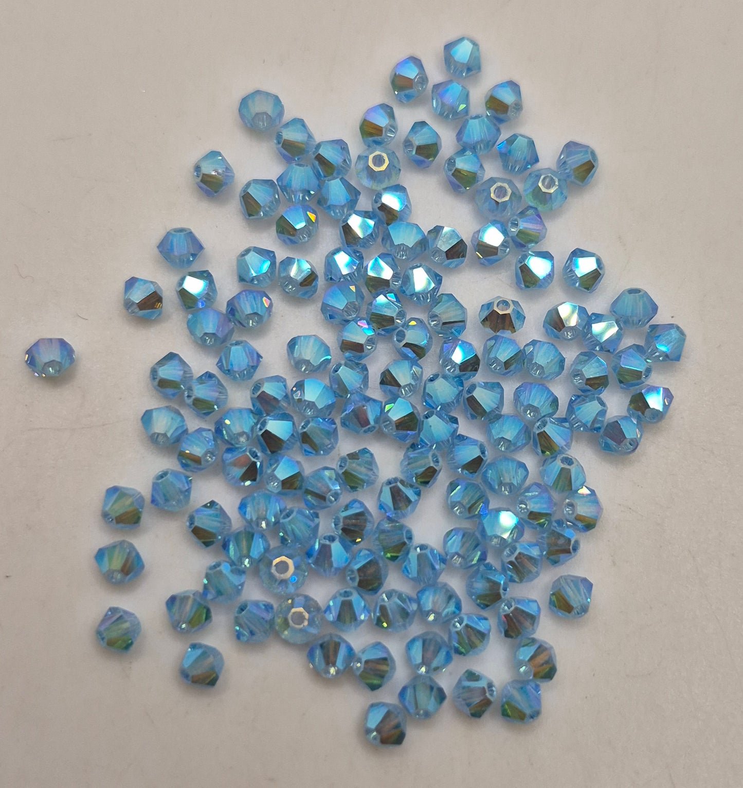 CLEARANCE MIX! 144pc Czech Aquamarine ab2x 4mm Bicone Beads; LAST ONE