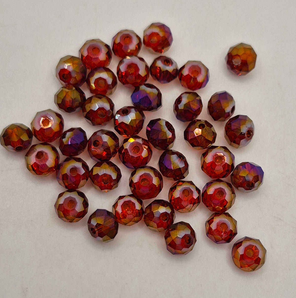 CLEARANCE MIX! 40pc ?Swarovski? Metallic Red 6mm Donut Beads; Read Description!