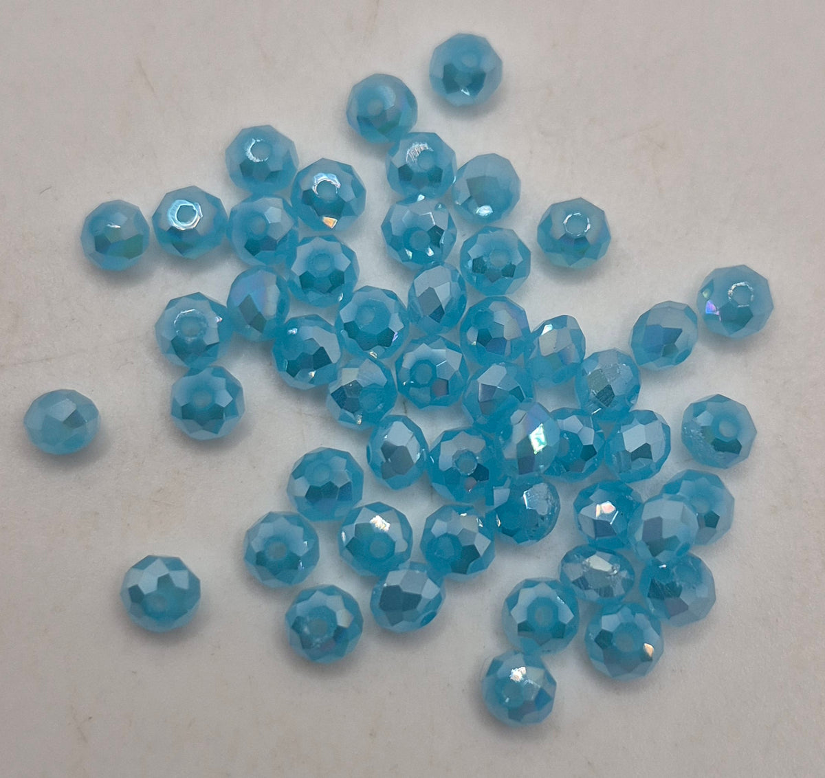 CLEARANCE MIX! 50pc ?Swarovski? Light Blue Opal AB 4mm Donut Beads; Read Description!