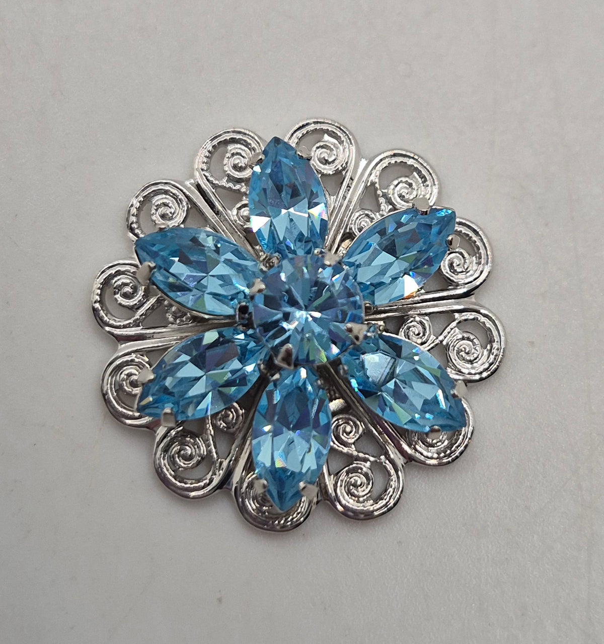 Swarovski Crystal Sew on 22mm Filigree Flower w/ Rhodium Finish