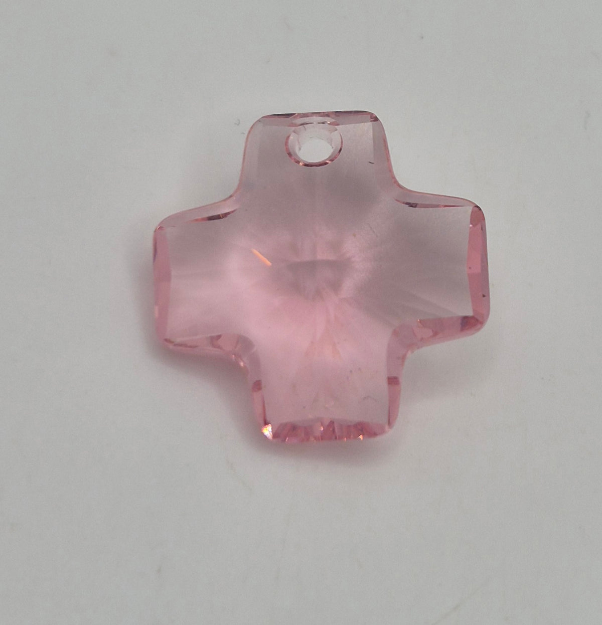 #6866 - Swarovski Crystal Light Rose 20mm Chunky Cross Pendant; LAST ONE