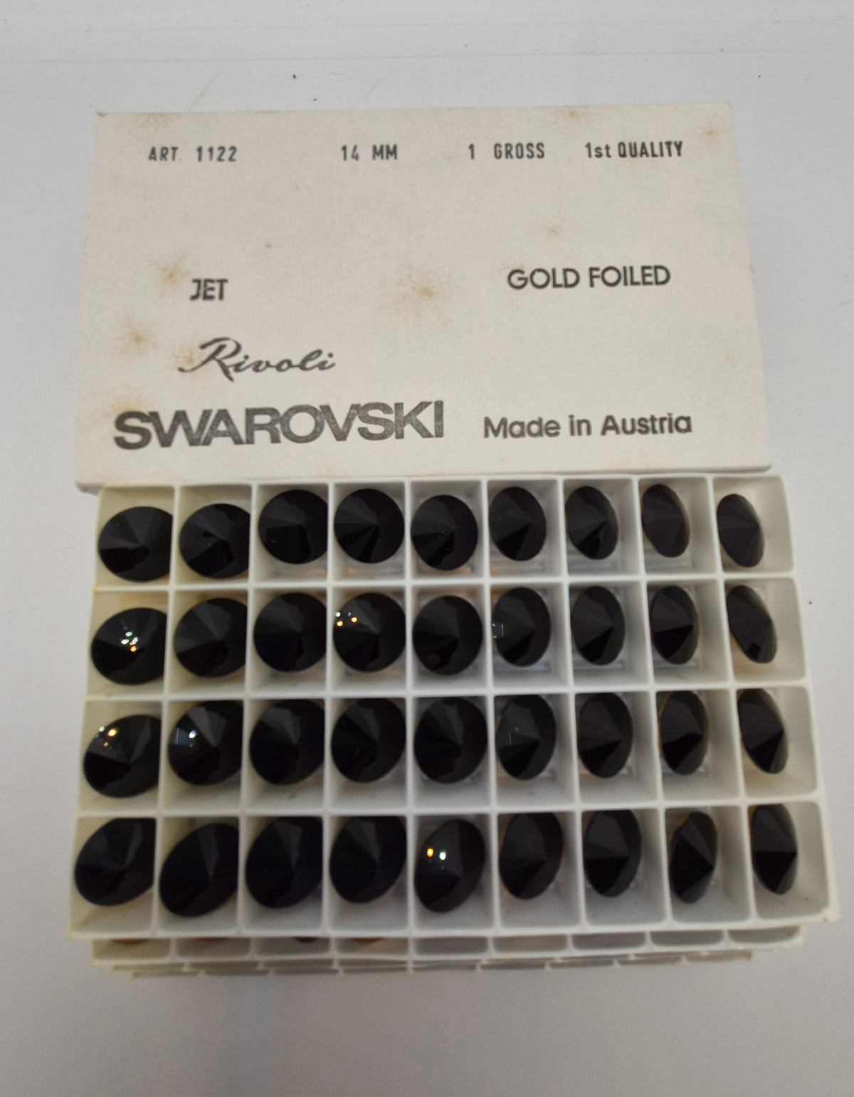#1122 - Factory Pack Swarovski Crystal Jet Black 14mm Rivoli Chaton; 144pc