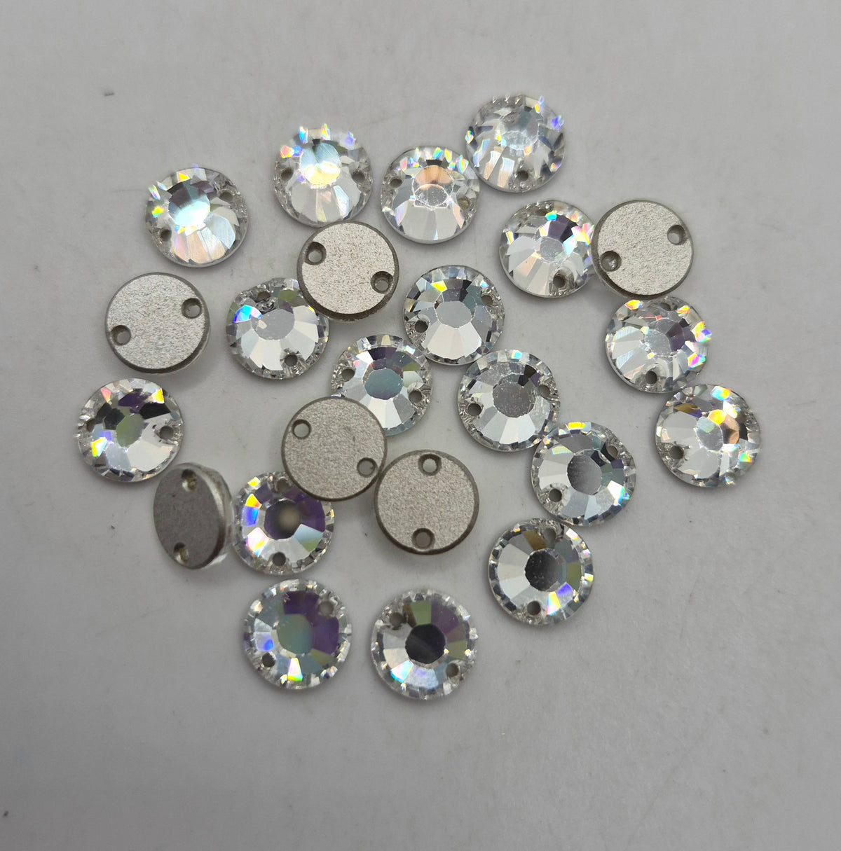 #3204 - 23pc Swarovski Crystal Clear 8mm 2 Hole Sew on Button Flatback Rhinestone; LAST ONE