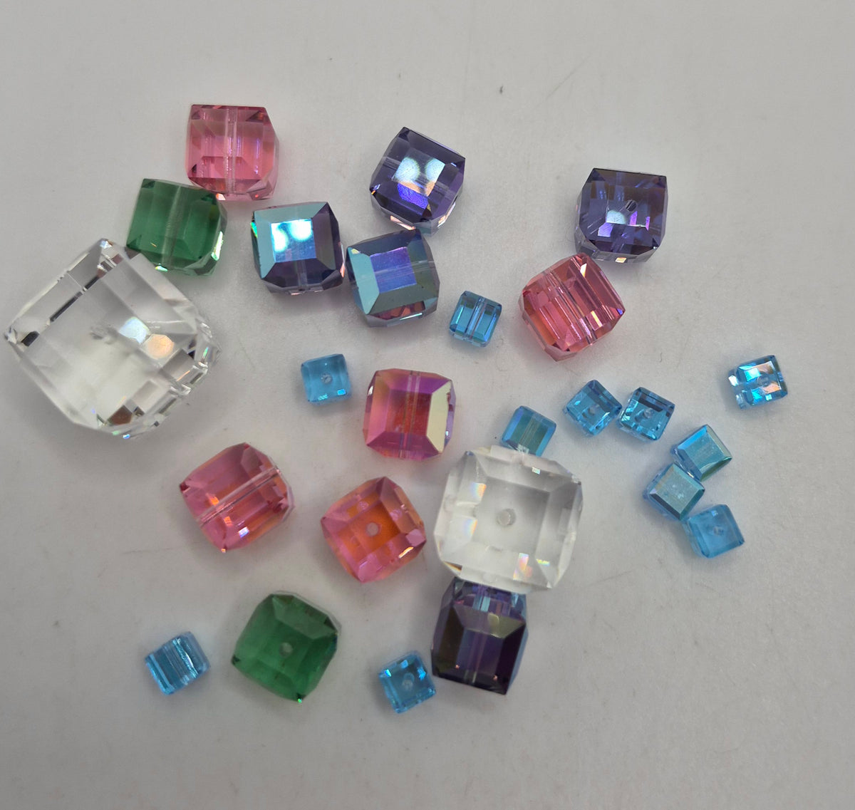 CLEARANCE MIX! 25pc Swarovski Crystal 4-14mm Cube 5601 Bead Mix; LAST ONE