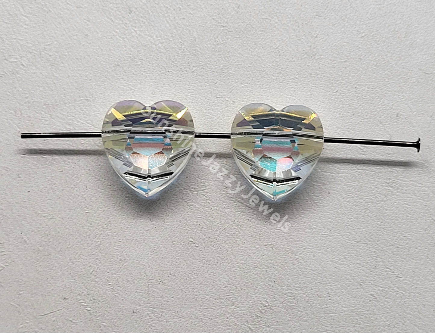#5130 - Swarovski Crystal Clear AB 12mm Heart Beads; 4pc per pack