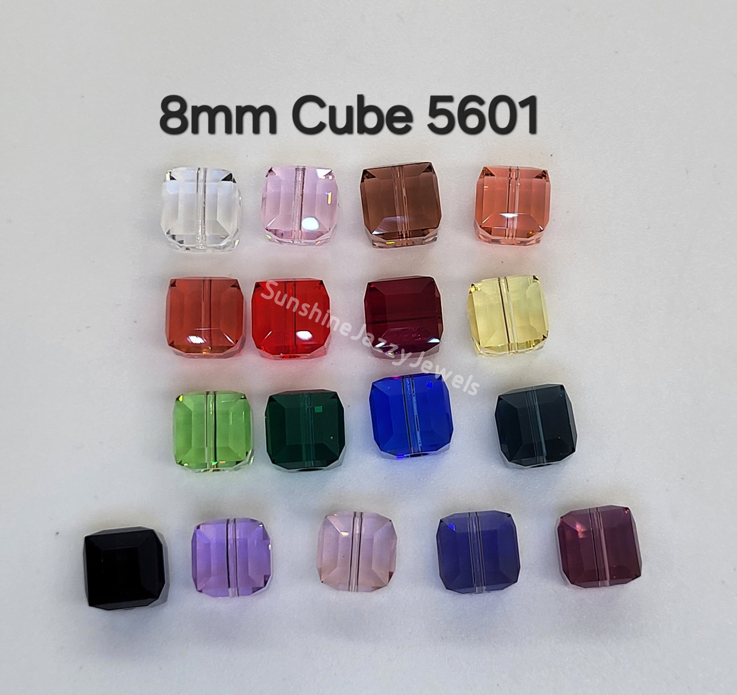 #5601 - Swarovski Crystal 8mm Faceted Cube Beads; Classic Colors