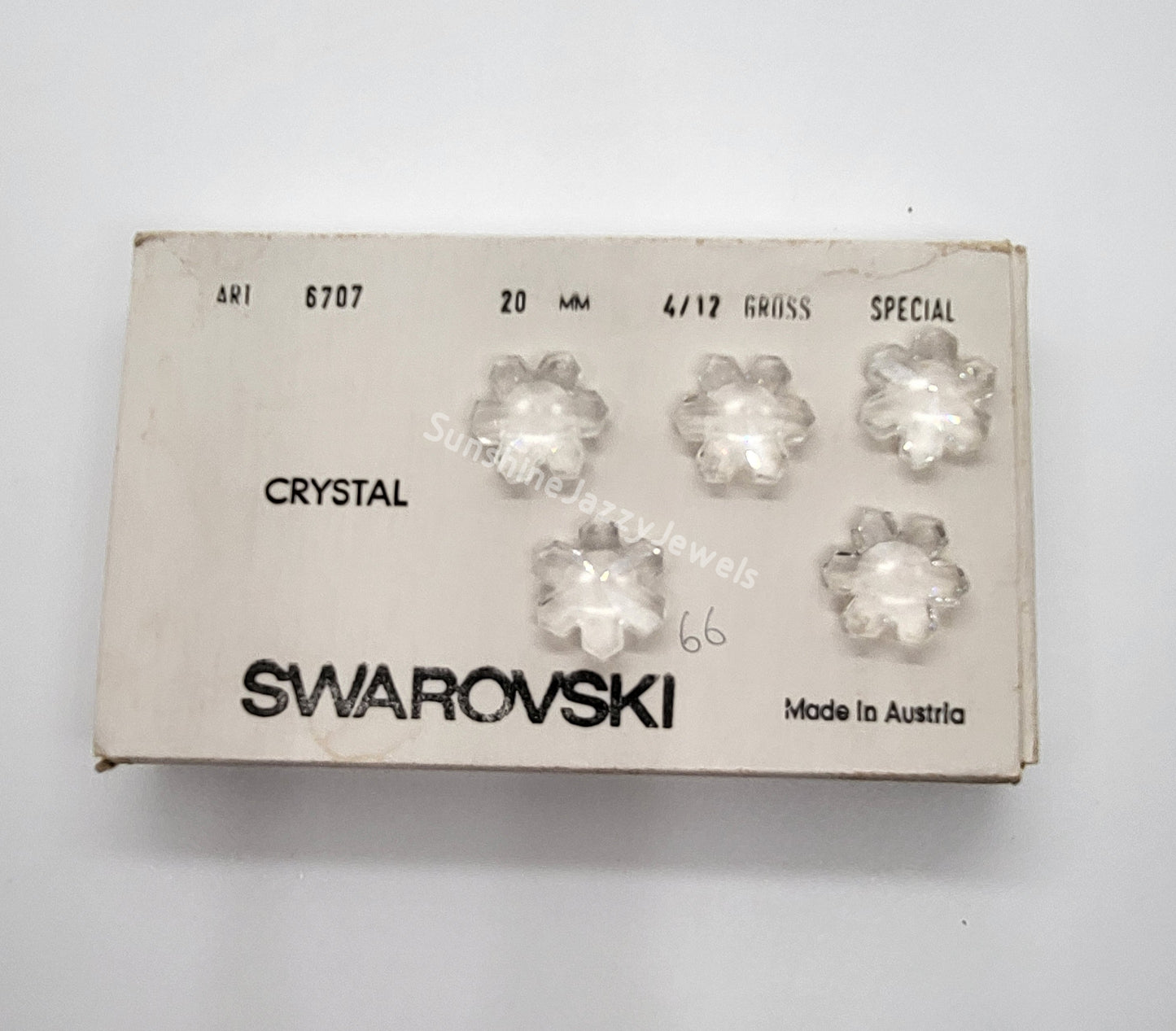 #6707 - Factory Pack Swarovski Crystal Clear 20mm Snowflake Pendants