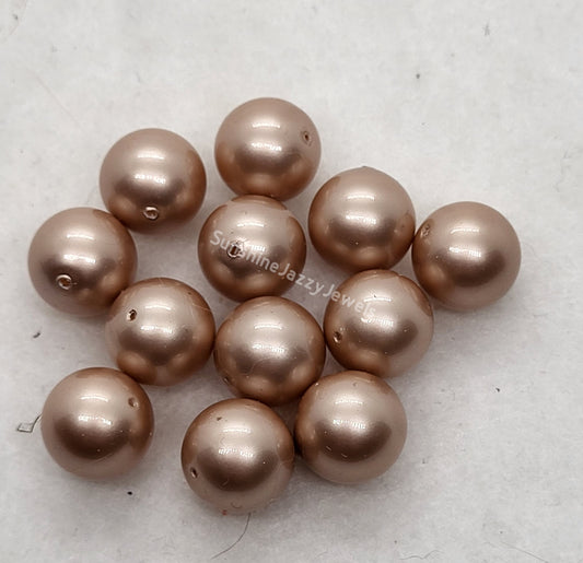 #5810 - Swarovski Crystal Powder Almond 12mm Round Pearl Beads