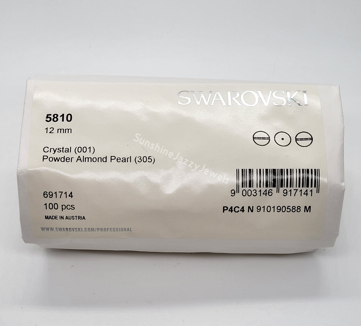 #5810 - Factory Pack Swarovski Crystal Powder Almond 12mm Pearl 5810 Beads