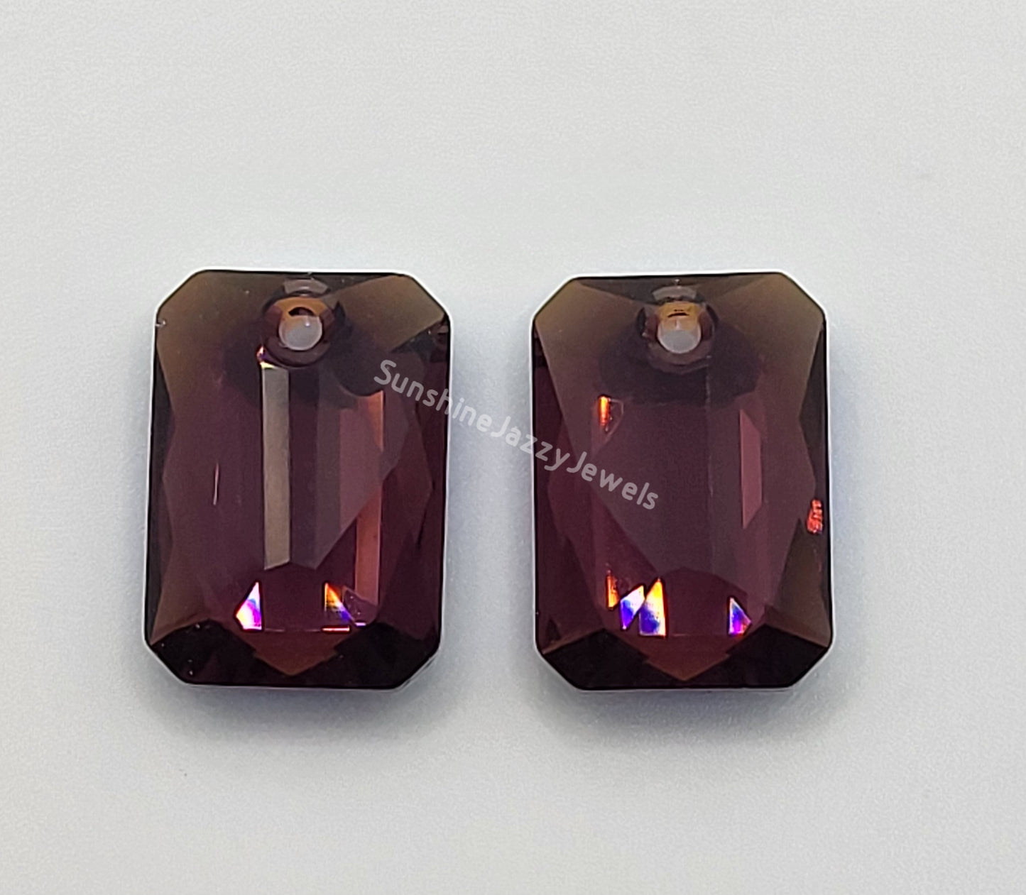 Sterling Silver Earrings - Swarovski Crystal Emerald Cut; Many Colors!