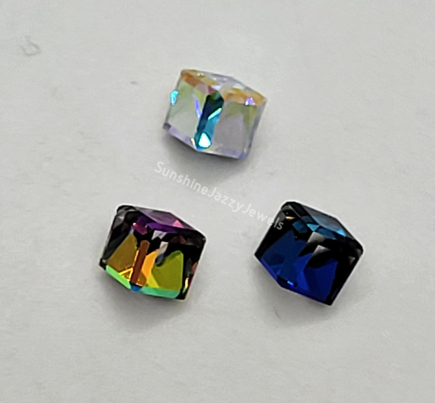 #4841 - Swarovski Crystal 3/4 Flatback Cube Fancy Stone; Multiple Colors & Sizes