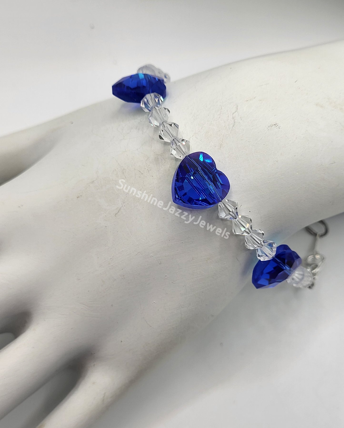 Bracelet/ Anklet - Swarovski Crystal Heart Beads; MULTIPLE COLOR CHOICES