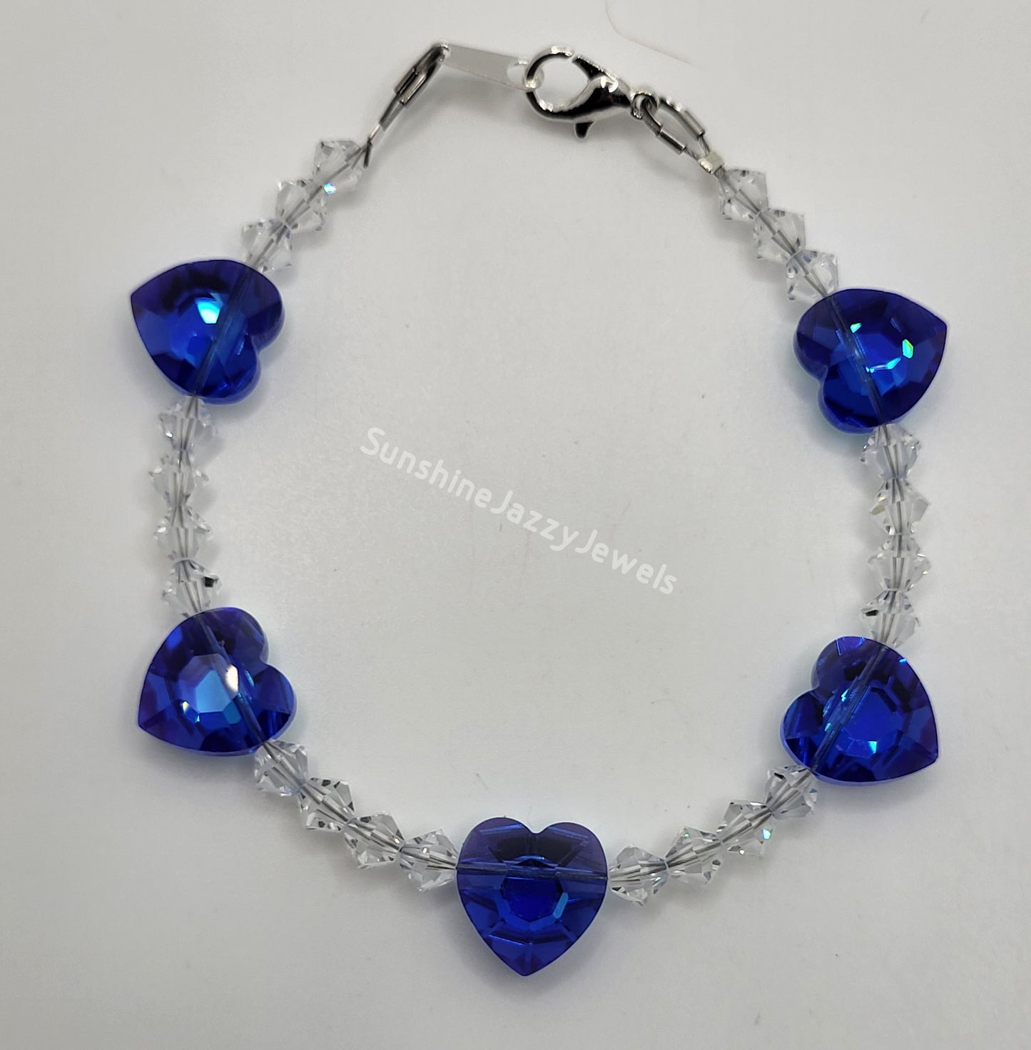 Bracelet/ Anklet - Swarovski Crystal Heart Beads; MULTIPLE COLOR CHOICES