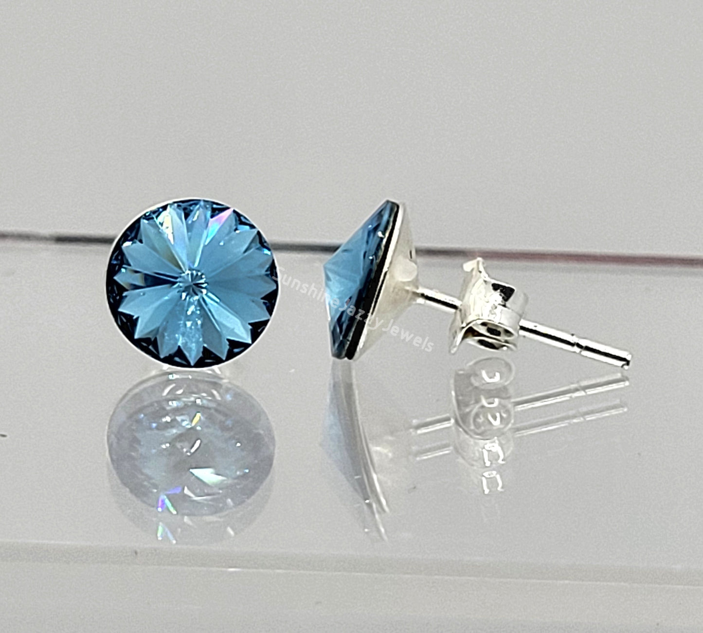 Sterling Silver Earrings - Swarovski Crystal Stud/ Post Earrings; Many Colors!